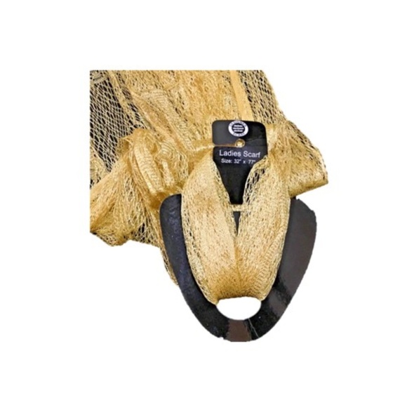Designer Ladies Scarf Gold Polyester Lace Long Soft Head Neck Wear Size 32"x 77" - Picture 1 of 4